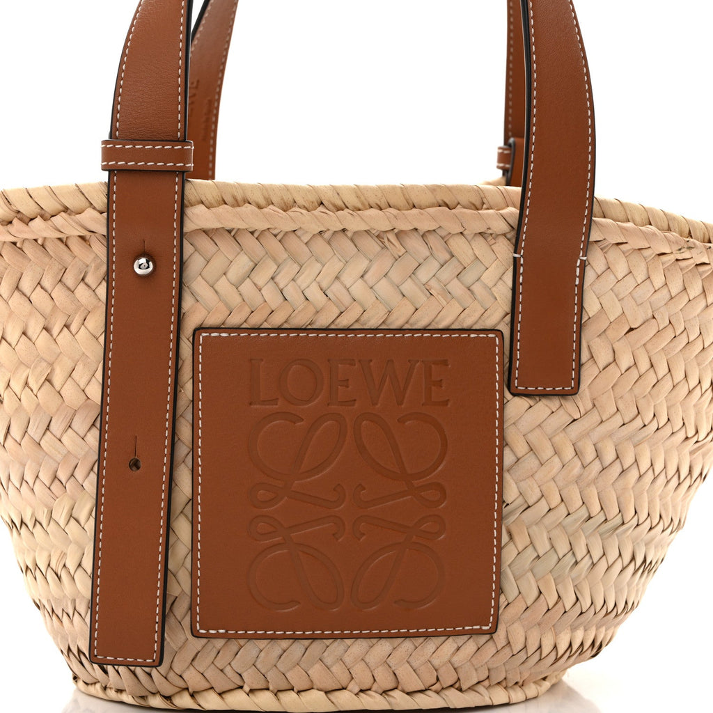 Raffia Small Basket Tote Bag Natural Tan