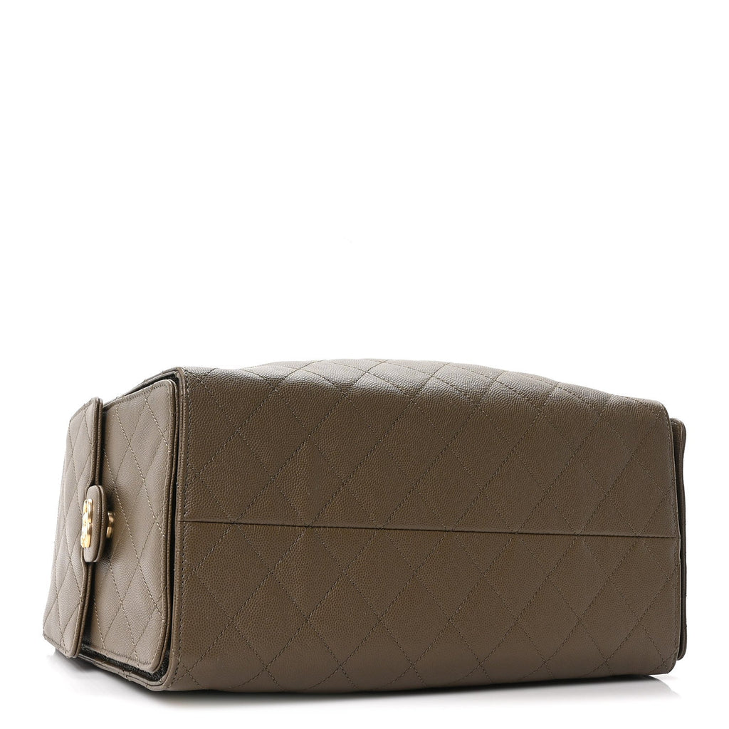 Caviar Quilted Medium Chanel 25 Handbag Dark Khaki