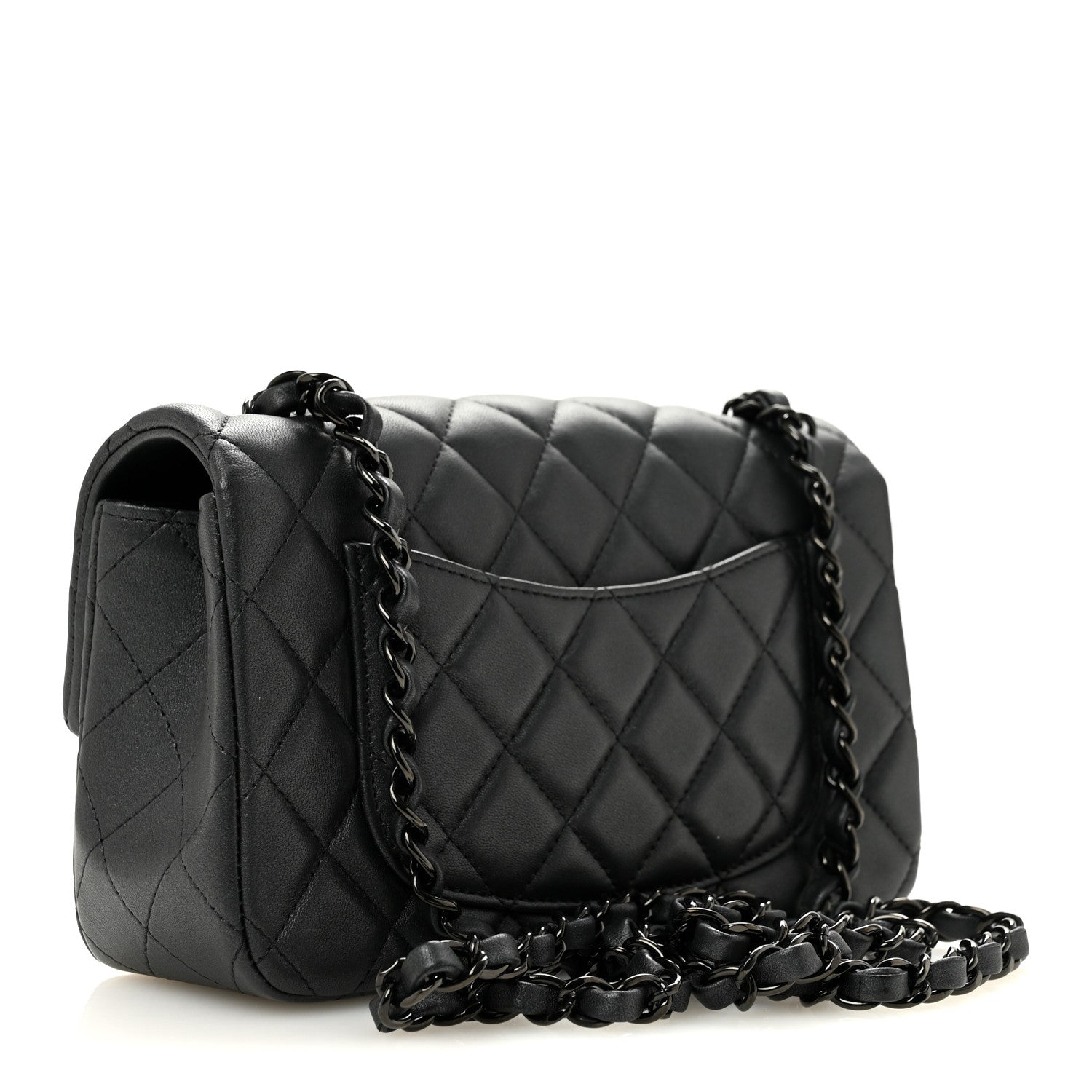Lambskin Quilted Mini Rectangular Flap So Black