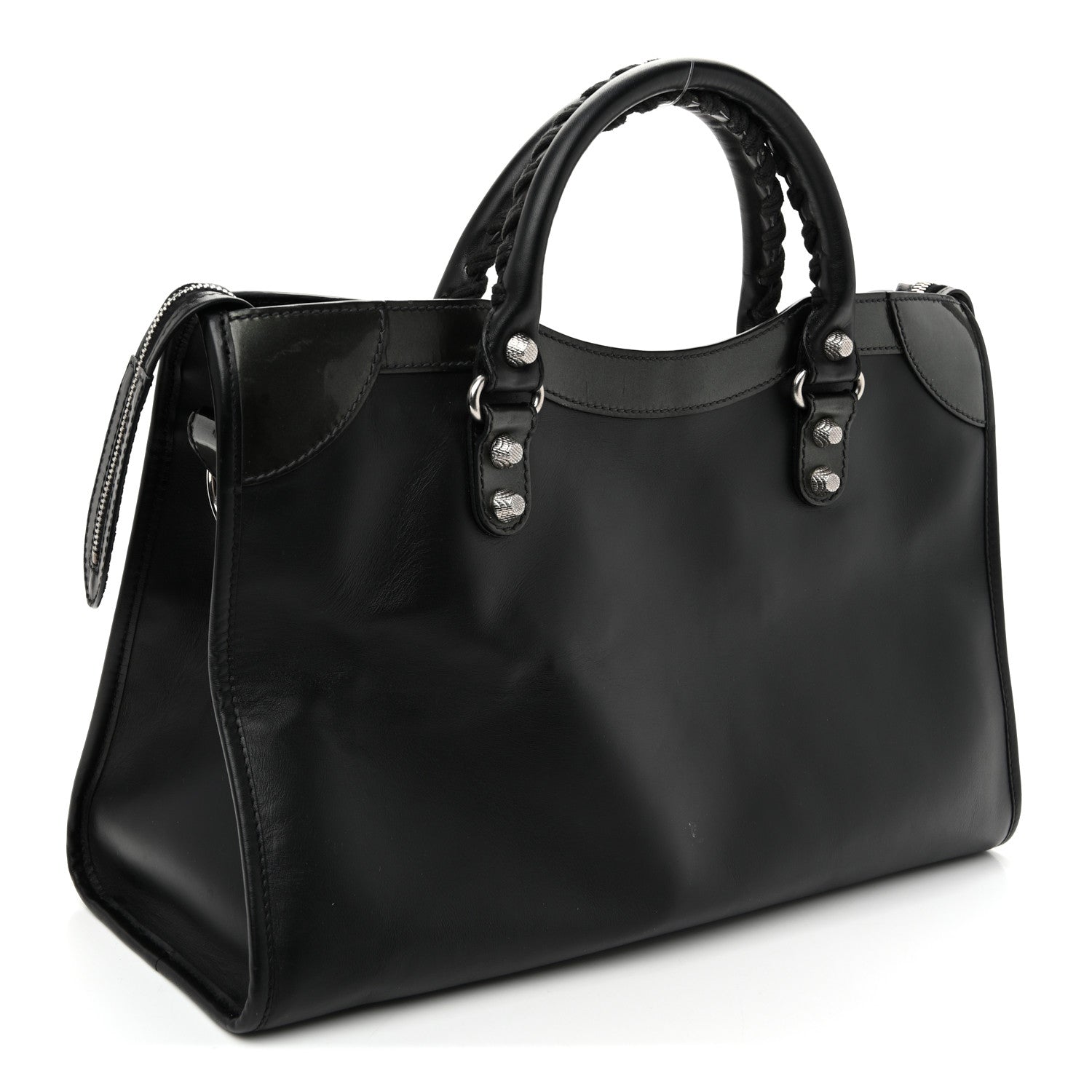 Smooth Calfskin Metallic Patent Giant 12 Silver Hardware City Vert Poker Fonce