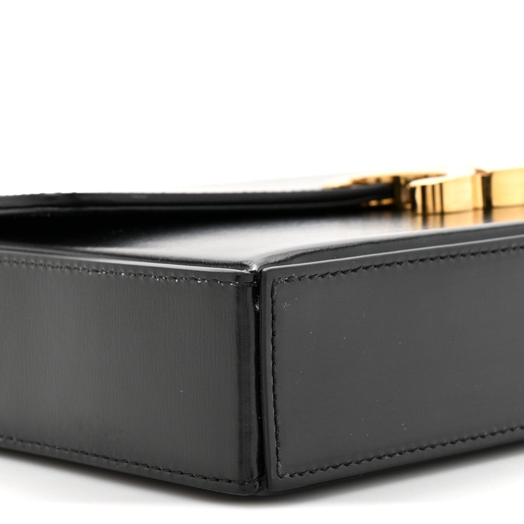 Shiny Calfskin Triomphe Chain Box Bag Black