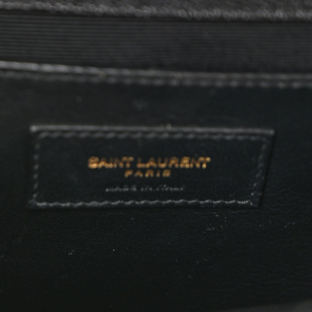 Grain De Poudre Textured Mixed Matelasse Triquilt Medium Monogram Satchel Black