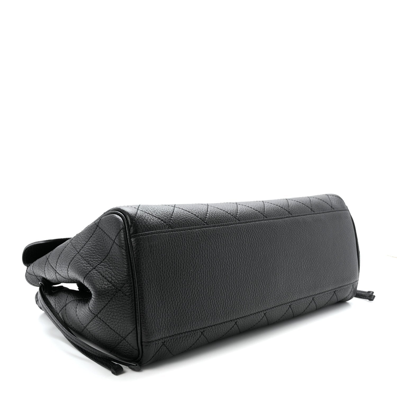 Grained Calfskin Stitched Urban Essentials Large Shopping Bag Black