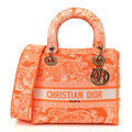 Canvas Toile De Jouy Reverse Embroidered Medium Lady D-Lite Fluorescent Orange
