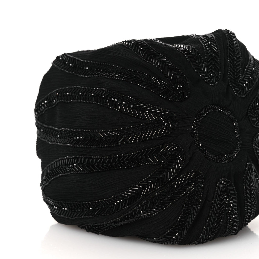 Chiffron Beaded Pochon Souple Bag Black