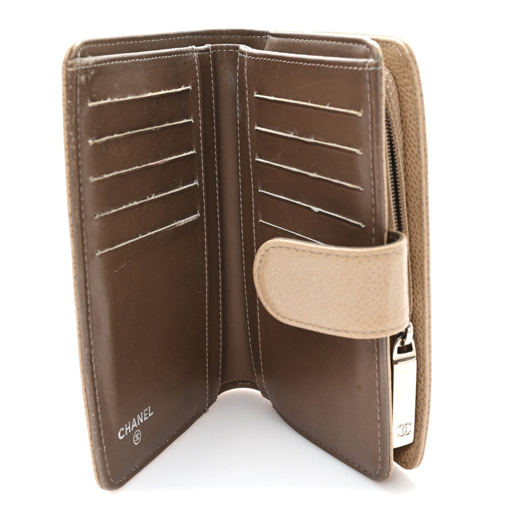 Caviar Timeless CC French Wallet Beige