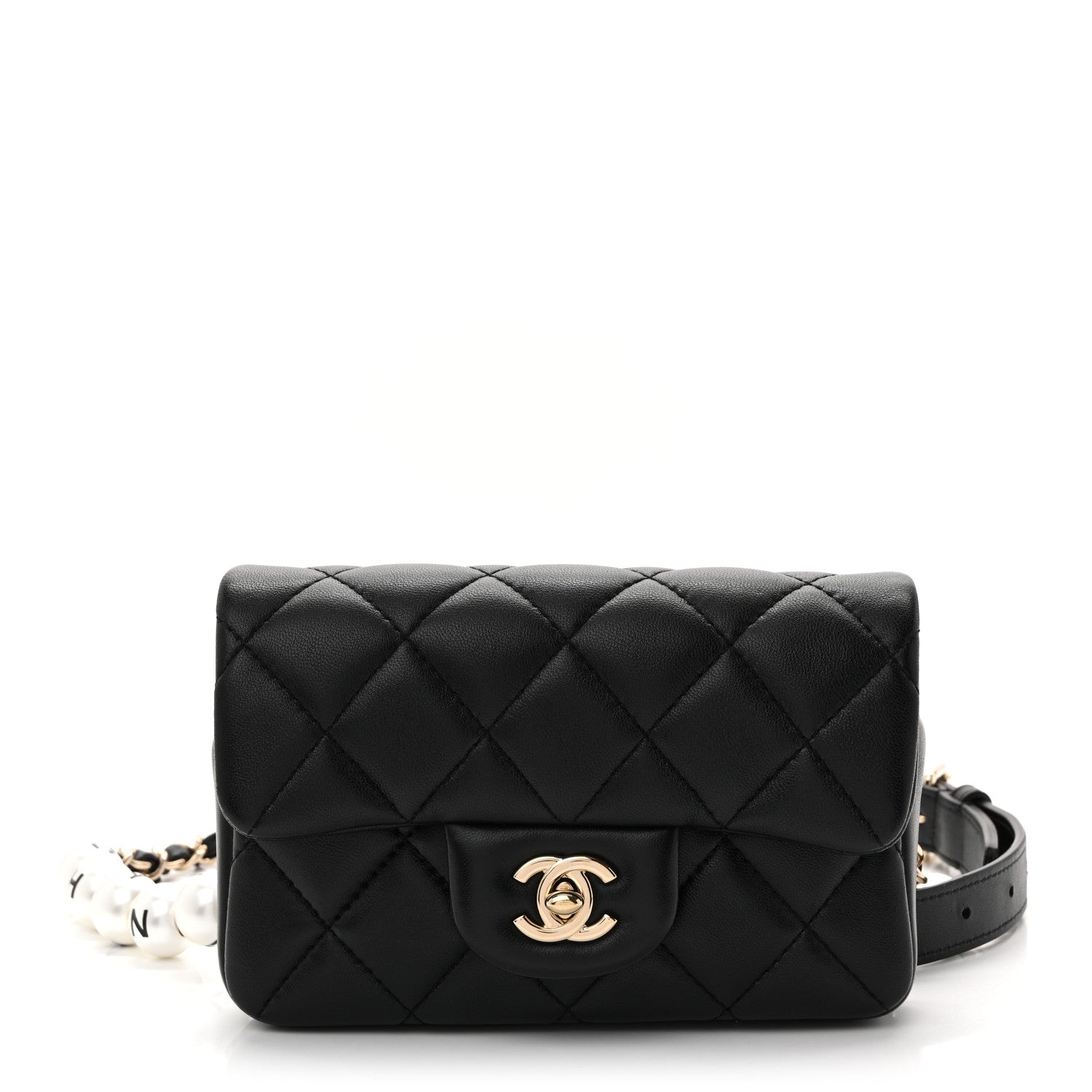 Lambskin Quilted Mini My Precious Waist Bag Black