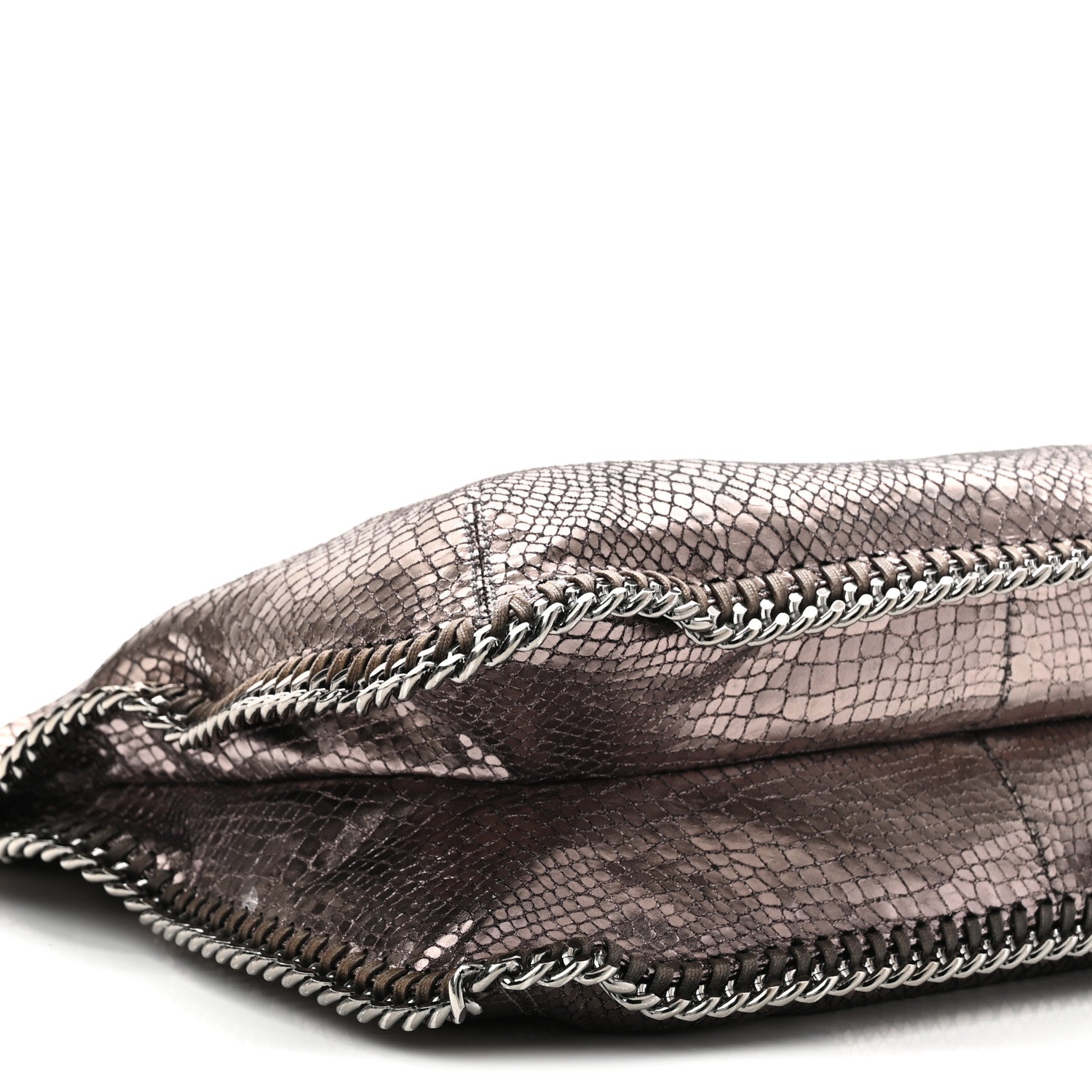 Metallic Snakeskin Print Falabella Tote Ruthenium