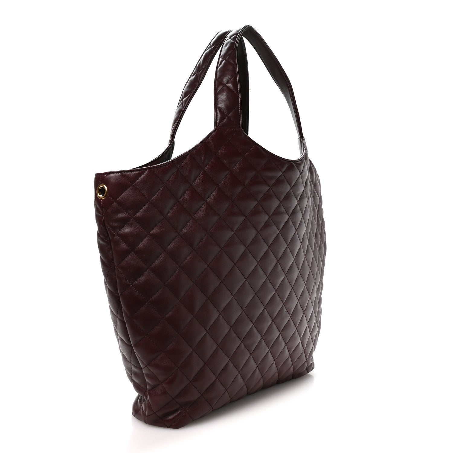 Lambskin Quilted Maxi Icare Shopping Tote  Rouge Cabernet