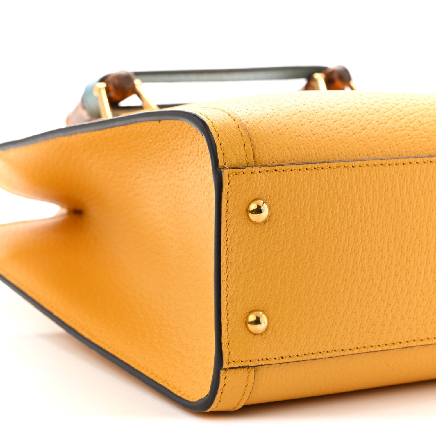 Textured Dollar Calfskin Web Small Diana Tote Bag Yellow Dusty Azure