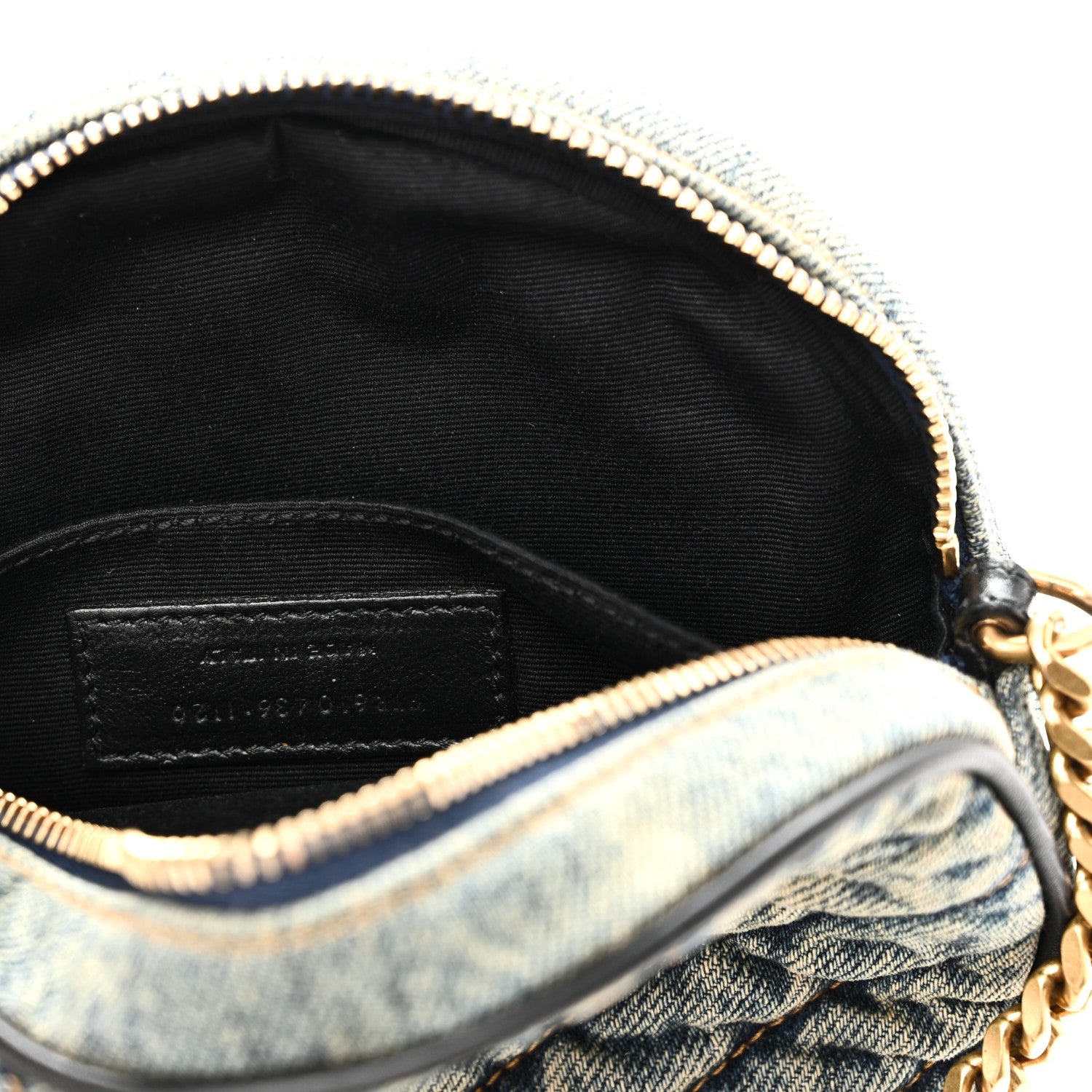 Denim Quilted Monogram Round Crossbody Bag Rodeo Blue