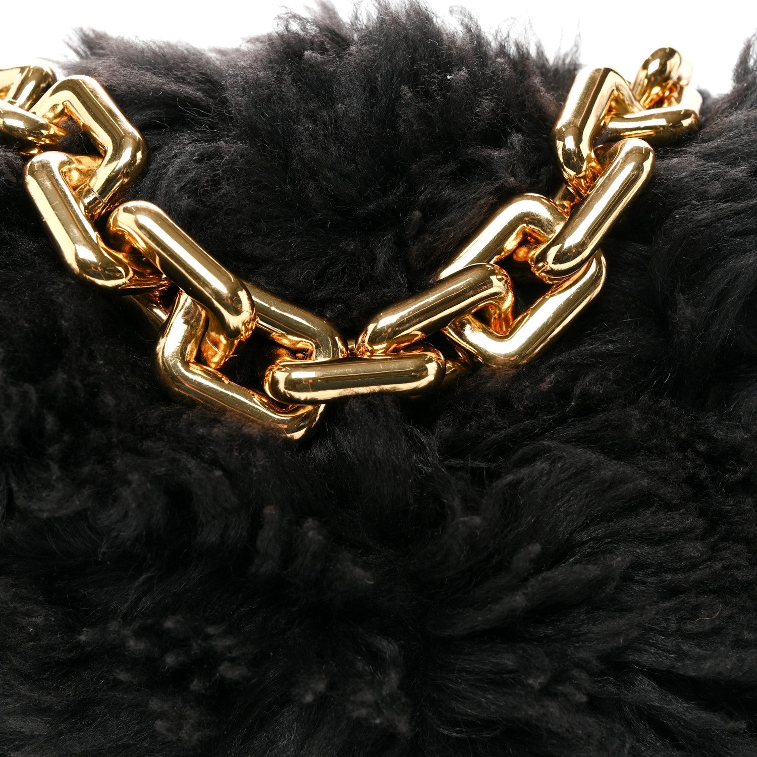 Shearling Lambskin The Pouch Chain Black