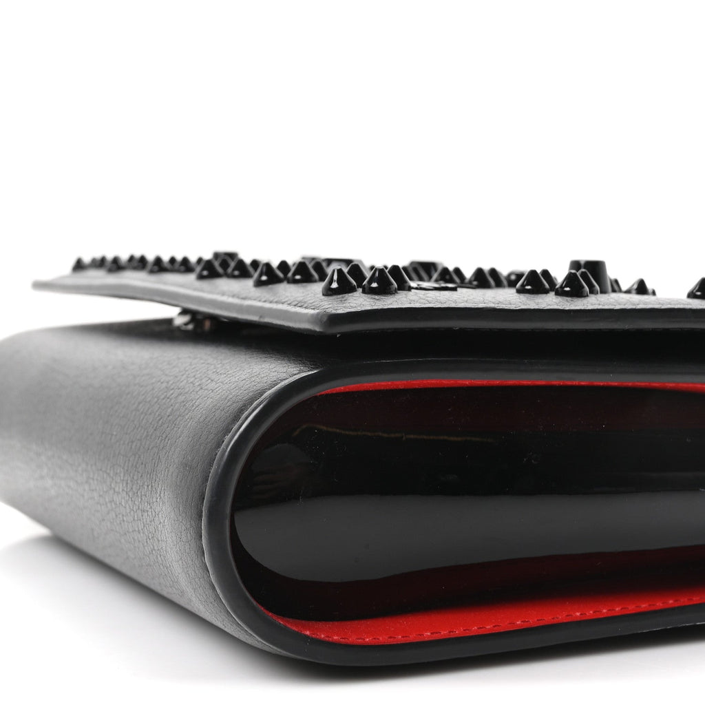 Calfskin Spikes Loubinthesky Paloma Clutch Black
