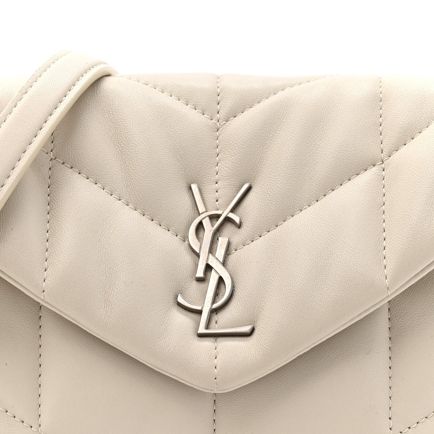 Lambskin Quilted Toy Loulou Puffer Monogram Chain Satchel Crema Soft