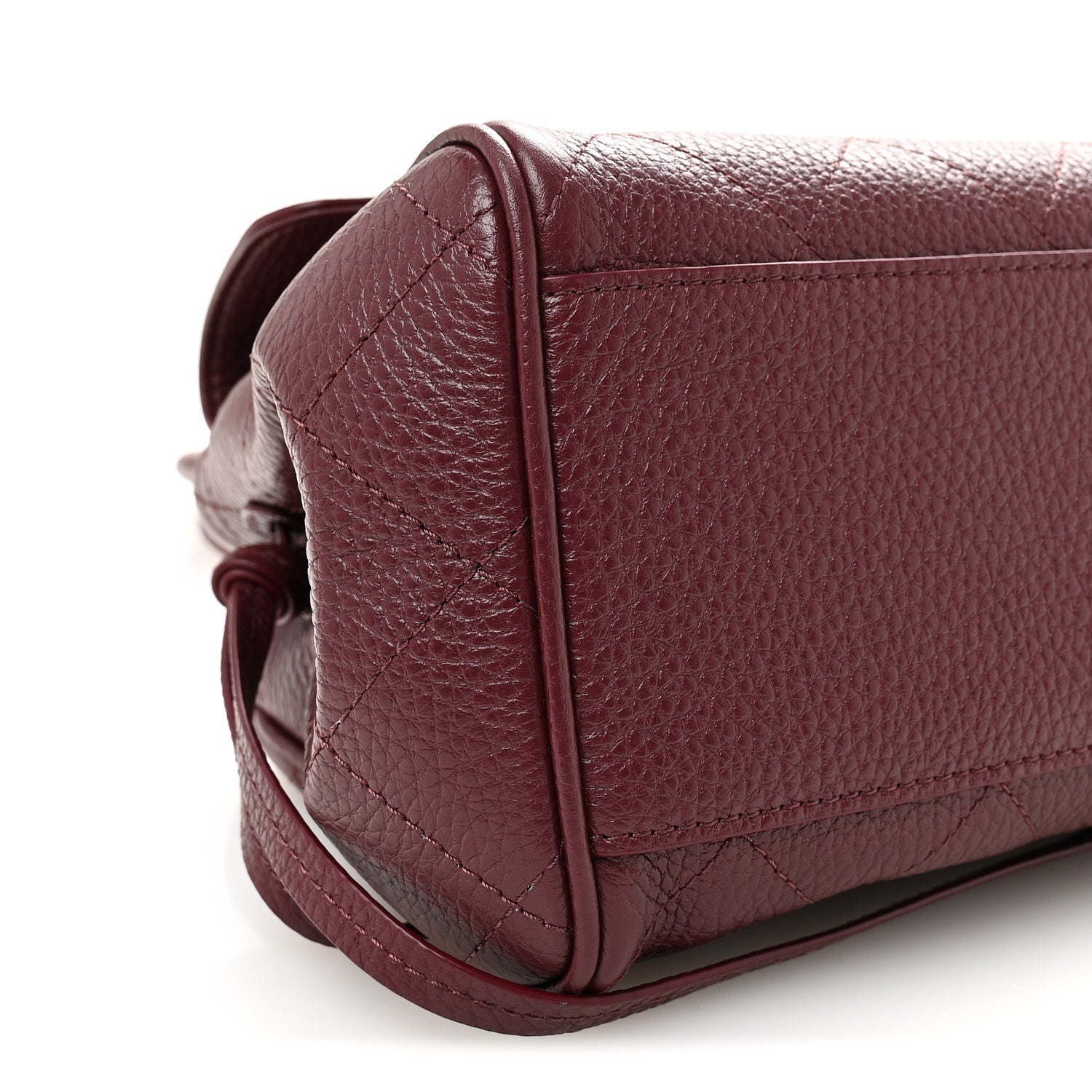Grained Calfskin Stitched Urban Essentials Small Shopping Bag Burgundy