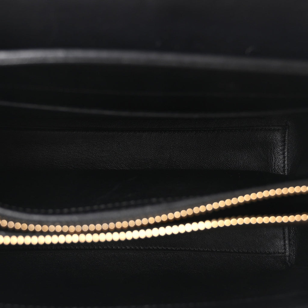 Satinated Calfskin Small 16 Top Handle Bag Black