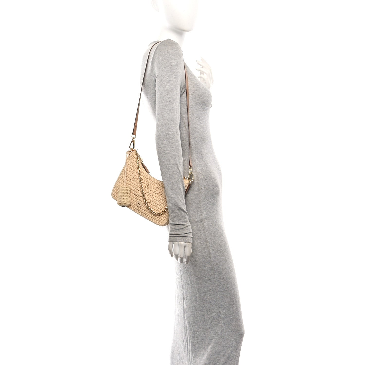 Yarn Raffia Effect Crochet Mini Re-Edition 2000 Shoulder Bag Naturale