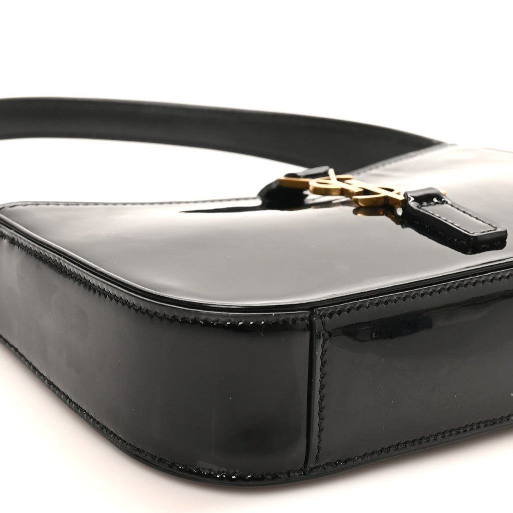 Patent Calfskin Le 5 A 7 Mini Hobo Black