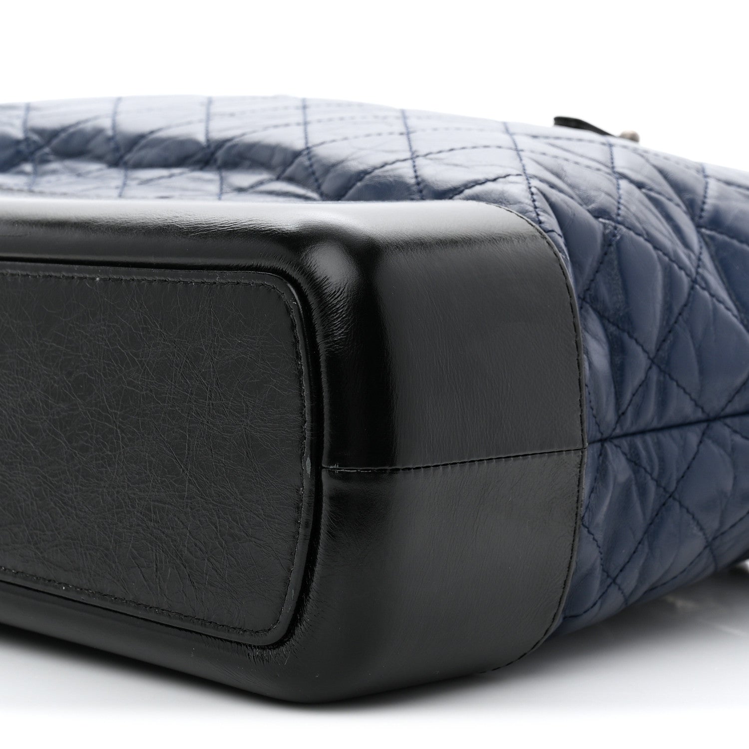 Aged Calfskin Quilted Large Gabrielle Shopping Tote Navy Black
