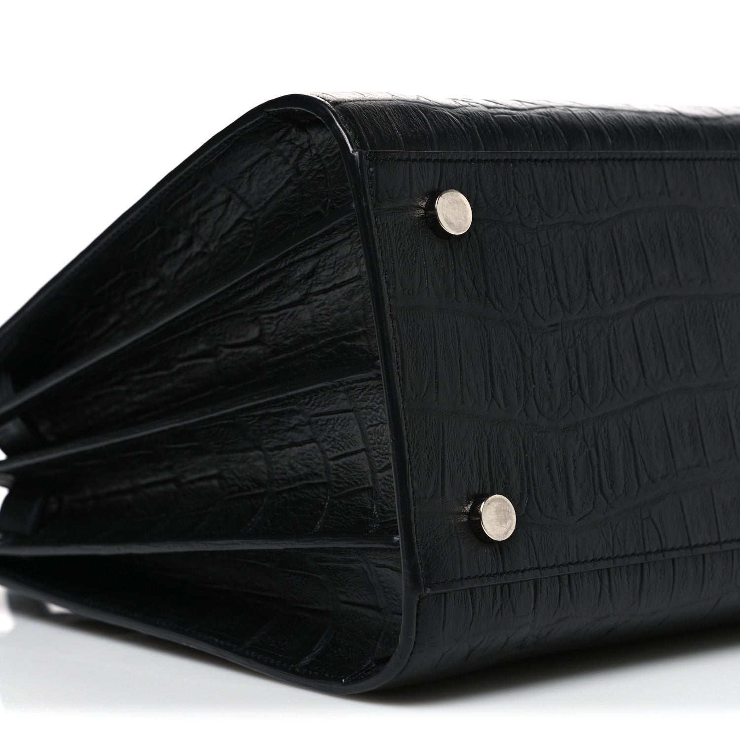 Calfskin Crocodile Embossed Small Sac de Jour Black