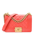Lambskin Quilted Small Boy Flap Red