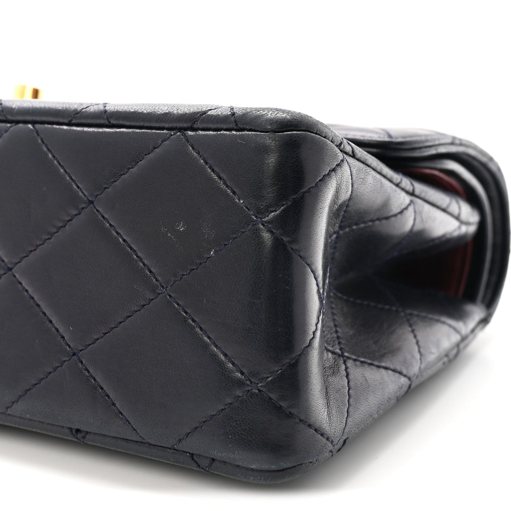 Lambskin Quilted Small Double Flap Bag Black