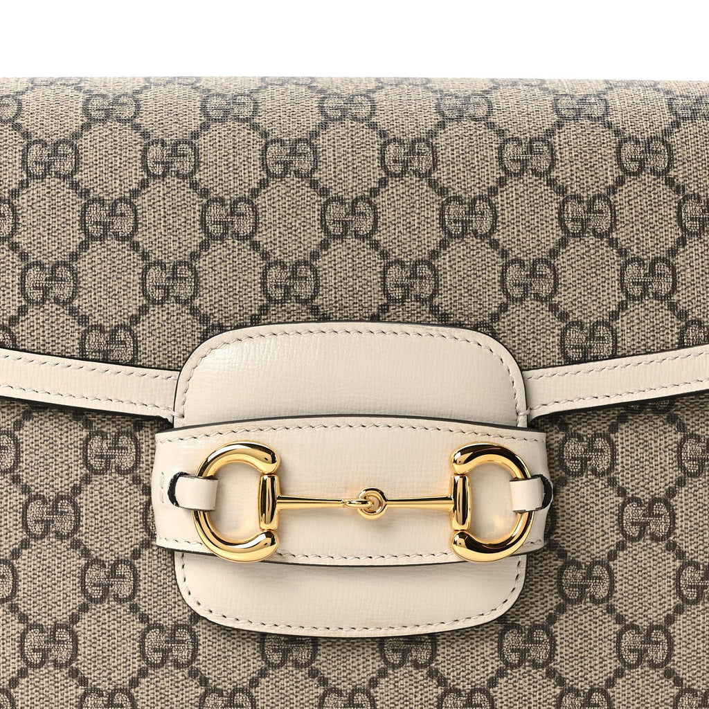 GG Supreme Monogram Horsebit 1955 Shoulder Bag Beige Mystic White