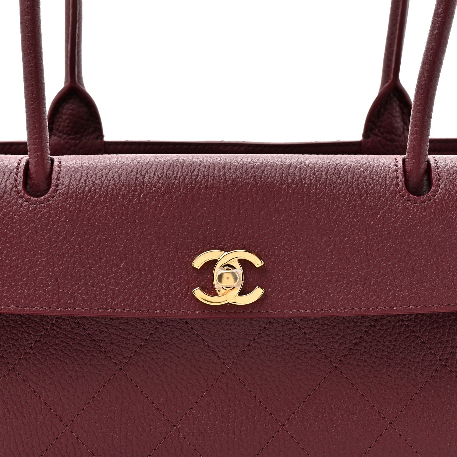 Grained Calfskin Stitched Urban Essentials Small Shopping Bag Burgundy