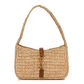 Raffia Calfskin Le 5 A 7 Mini Hobo Natural Brick