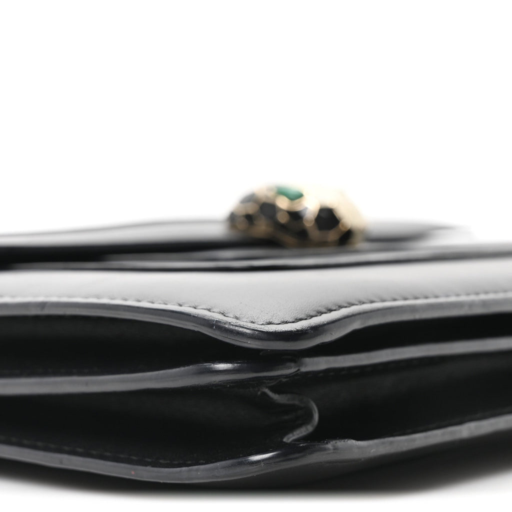 Calfskin Serpenti Forever Shoulder Bag Black