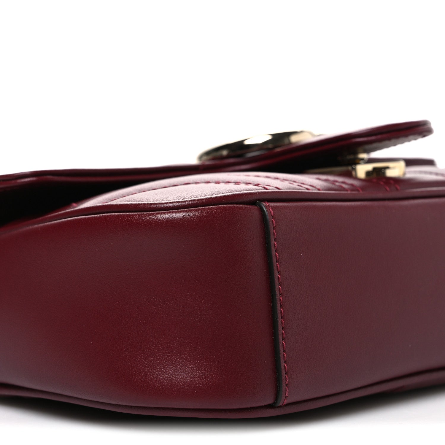 Calfskin Matelasse Mini GG Marmont Shoulder Bag Rosso Ancora