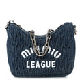 Denim Matelasse Shoulder Bag Blue White