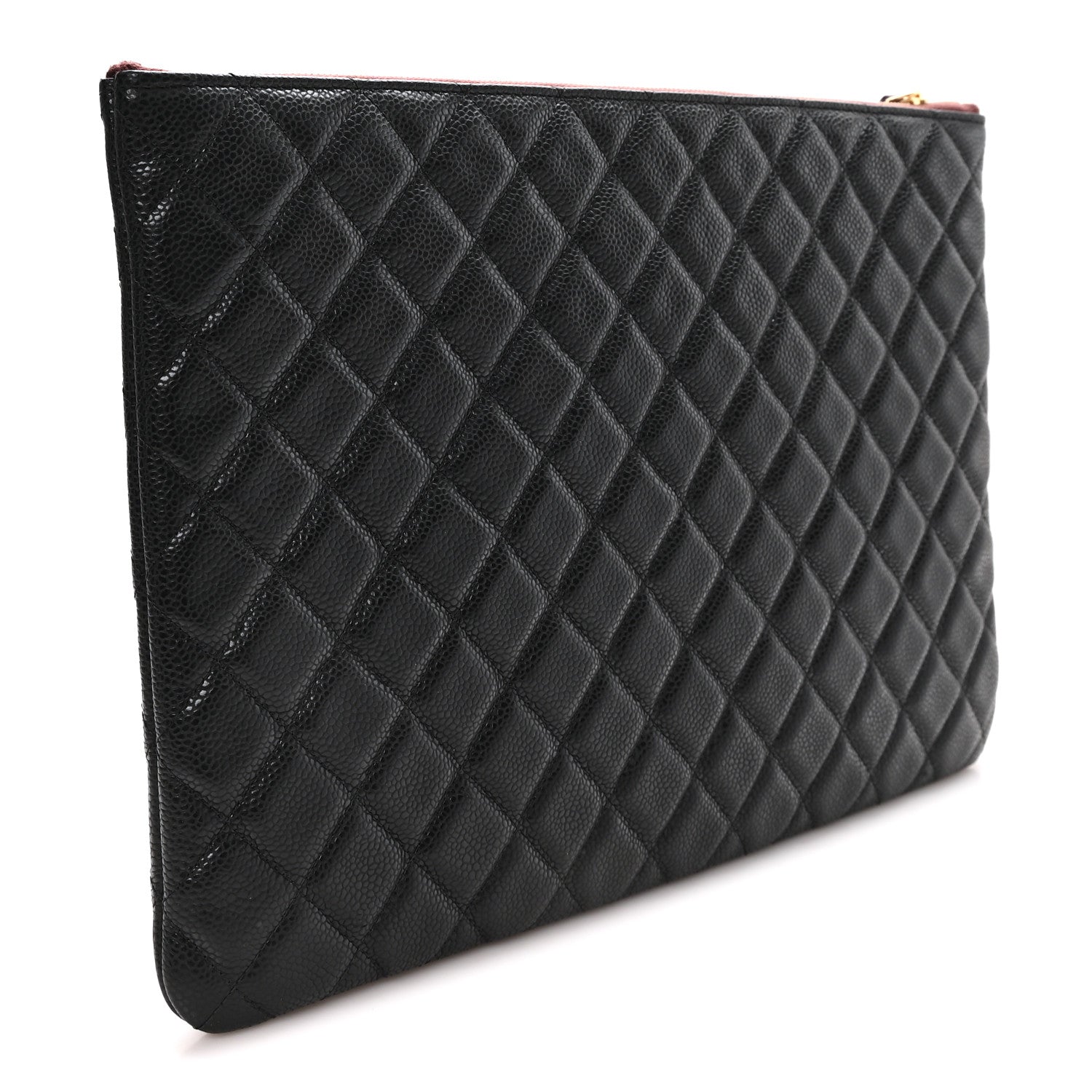 Caviar Quilted Large Cosmetic Case Black