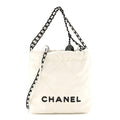 Shiny Calfskin Quilted Mini Chanel 22 White Black