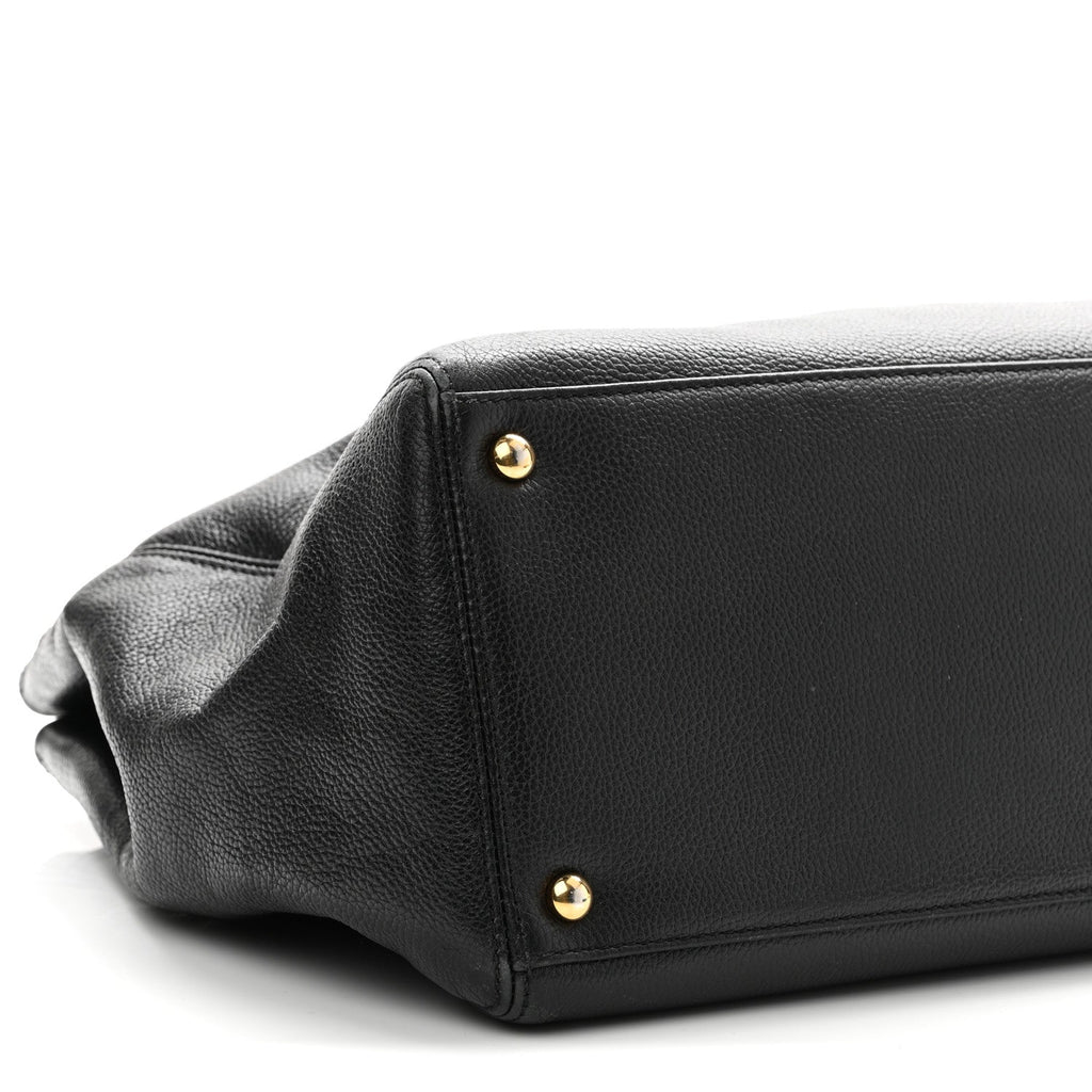 Calfskin Cerf Executive Shopper Tote Black