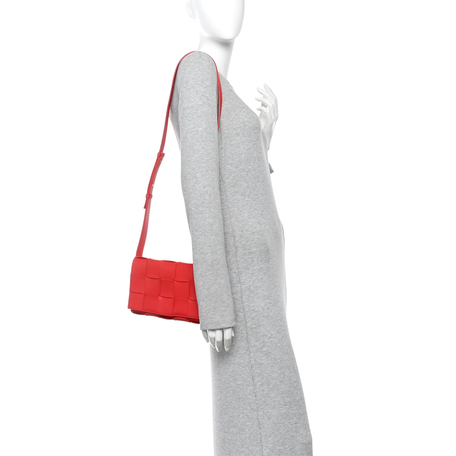 Lambskin Maxi Intrecciato Small Cassette Crossbody Bag Redstone