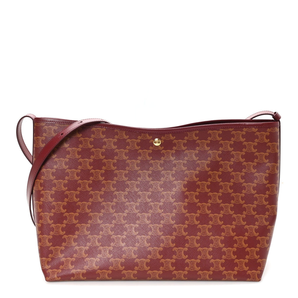 Triomphe Canvas Calfskin Soft Shopper Tote Light Kaki Sky Blue Burgundy Tan