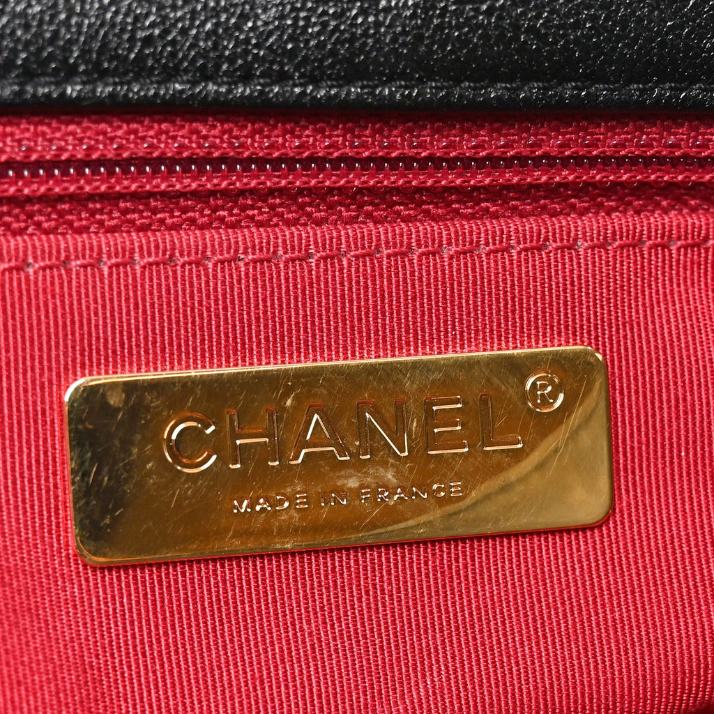 Goatskin Quilted Large Chanel 19 Flap Black