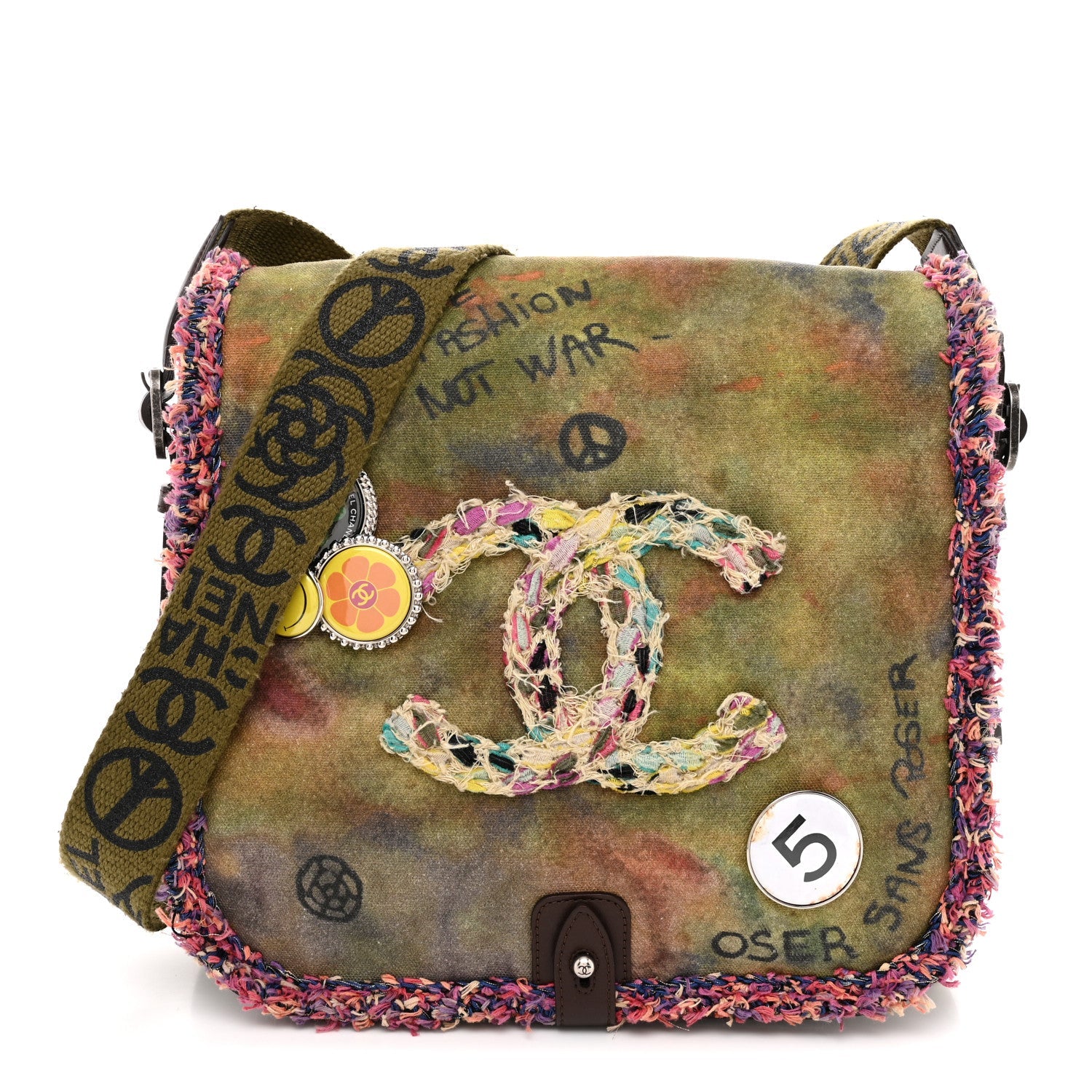 Washed Toile Graffiti On The Pavements Messenger Khaki Multicolor