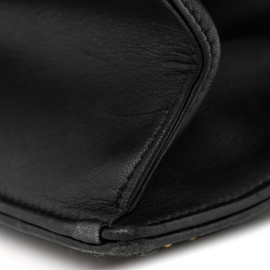 Lambskin Studded Medium Diorama Flap Bag Black