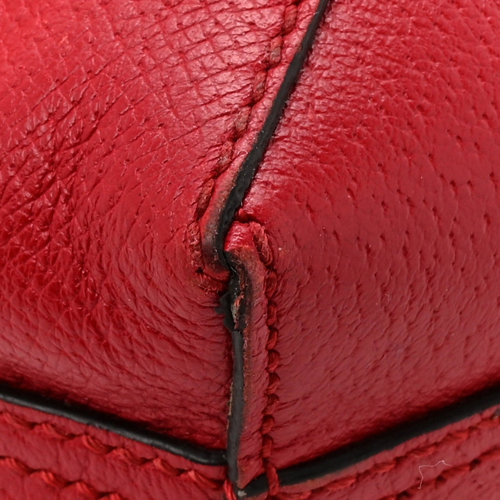 Canvas Calfskin Sylvie Stripe Logo Mens Tote Red White Blue