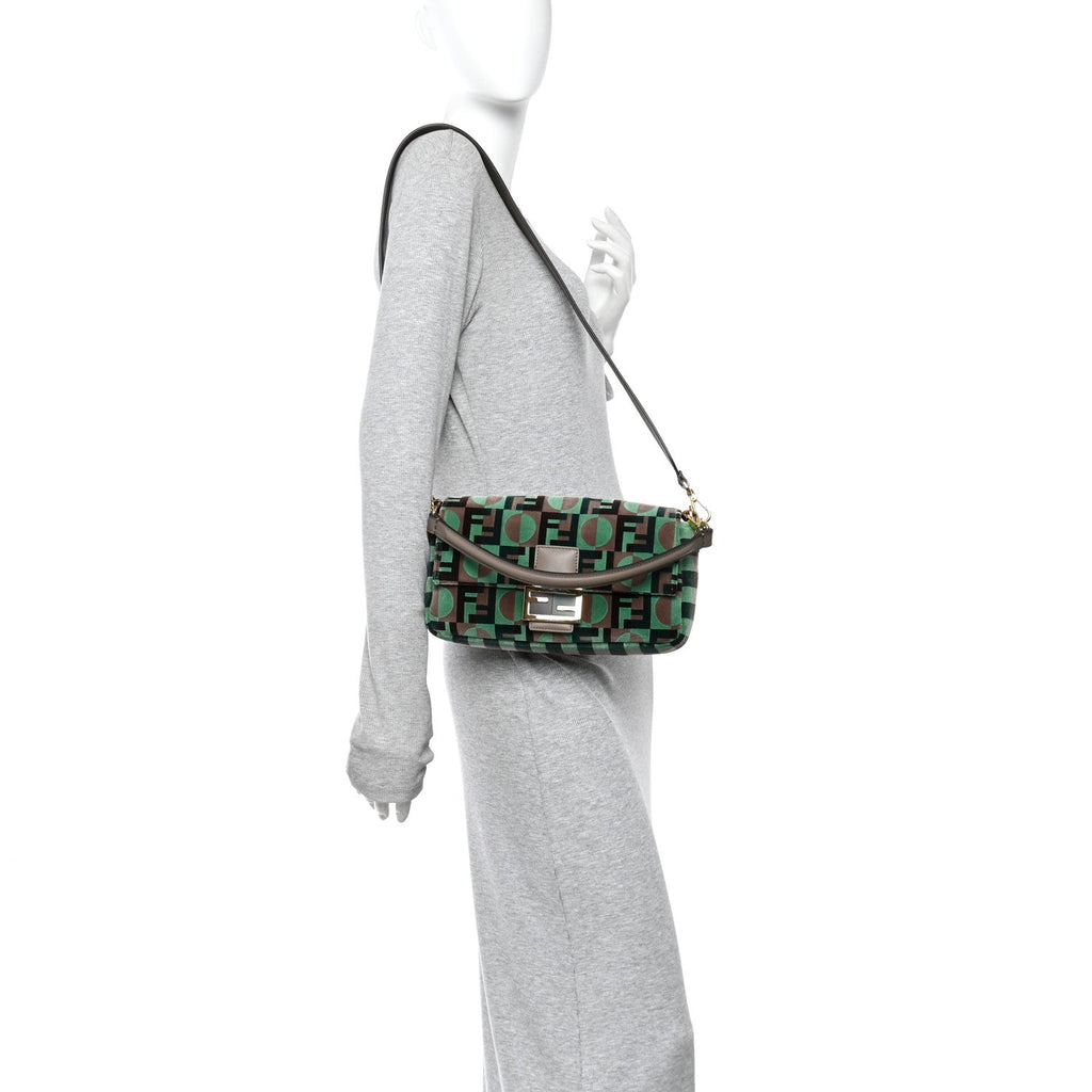 Fabric Tapestry Effect Fendi Dots Baguette Matcha Dove Multicolor