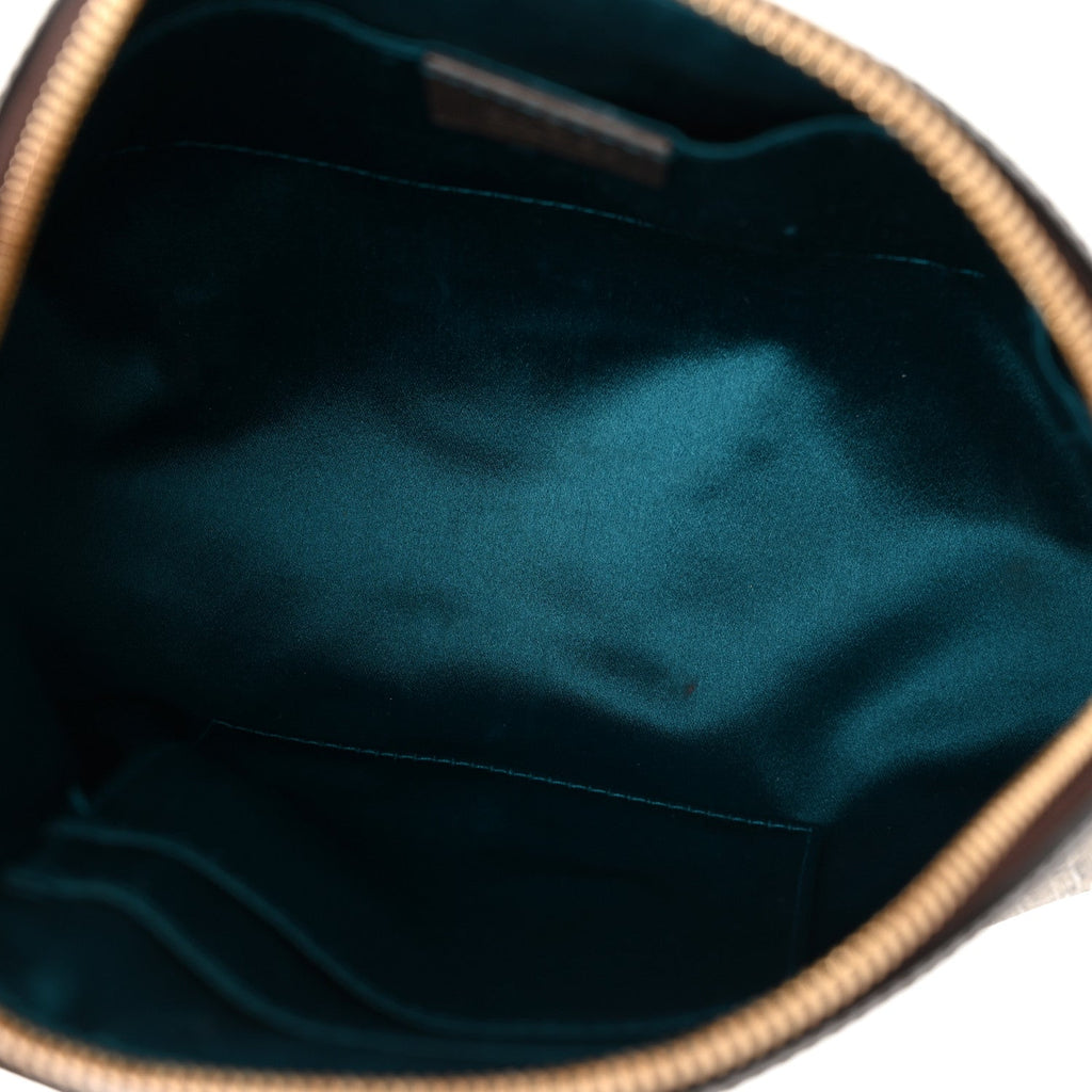 GG Supreme Monogram Textured Dollar Calfskin Web Small Ophidia Dome Shoulder Bag Beige Ebony New Acero