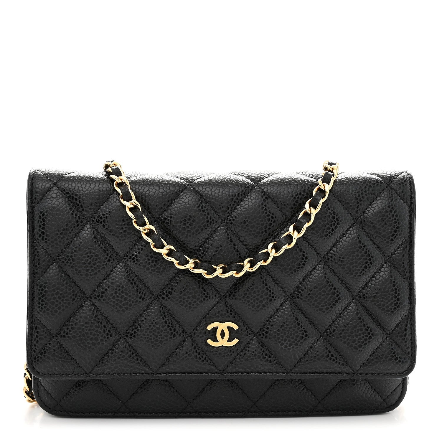 Caviar Quilted Wallet on Chain WOC Black