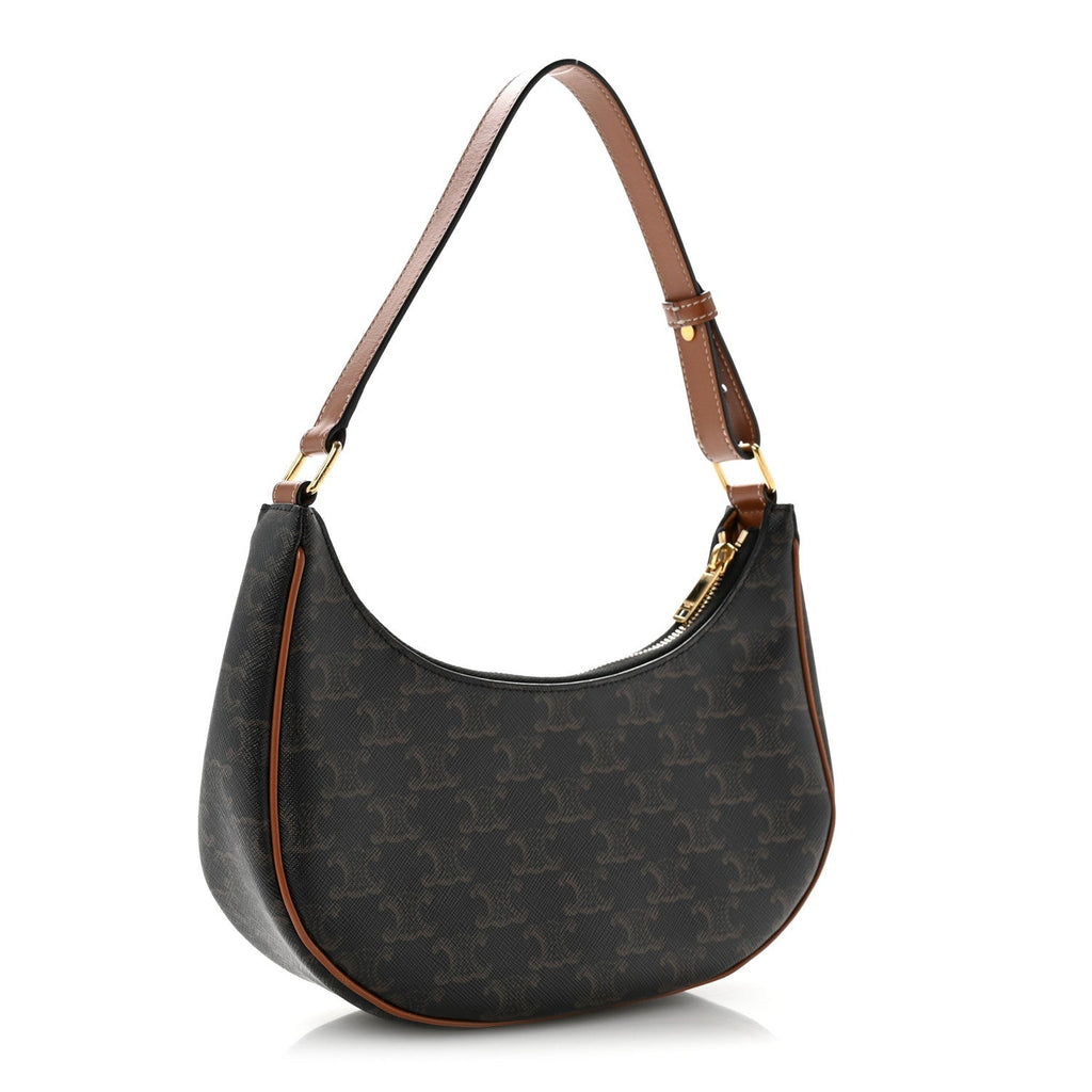 Triomphe Canvas Calfskin Ava Shoulder Bag Tan
