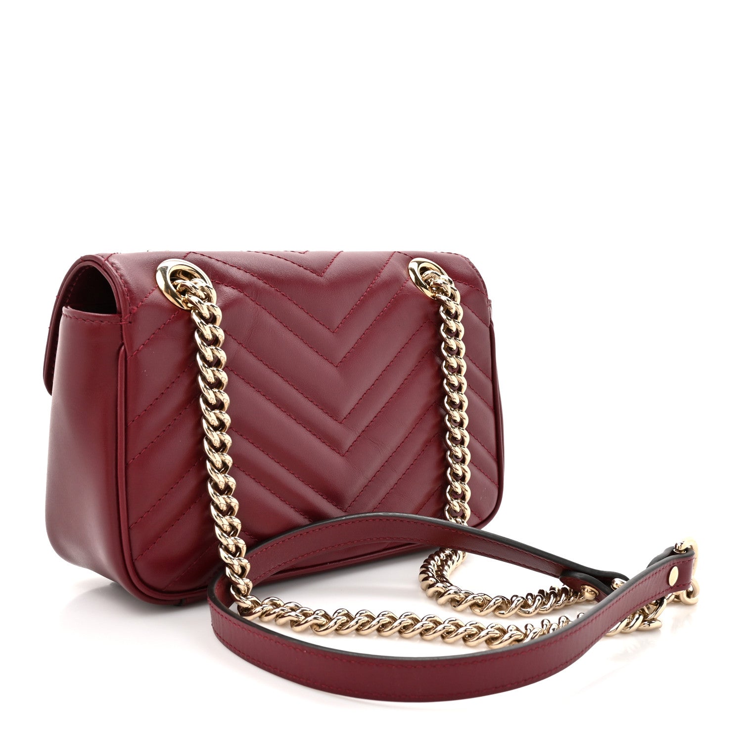 Calfskin Matelasse Mini GG Marmont Shoulder Bag Rosso Ancora