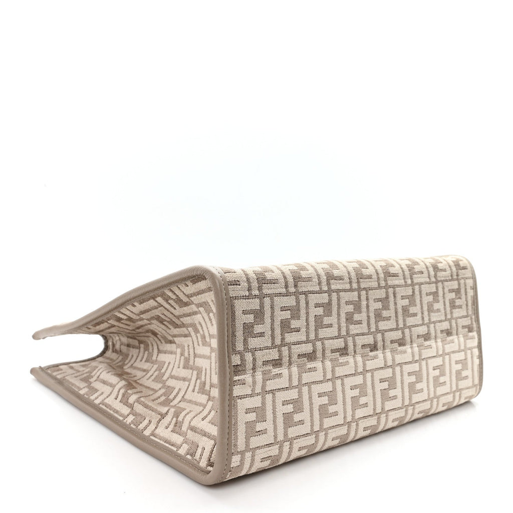 Chenille Vitello Cher FF Medium Fendi Sunshine Shopper Tote Tortora