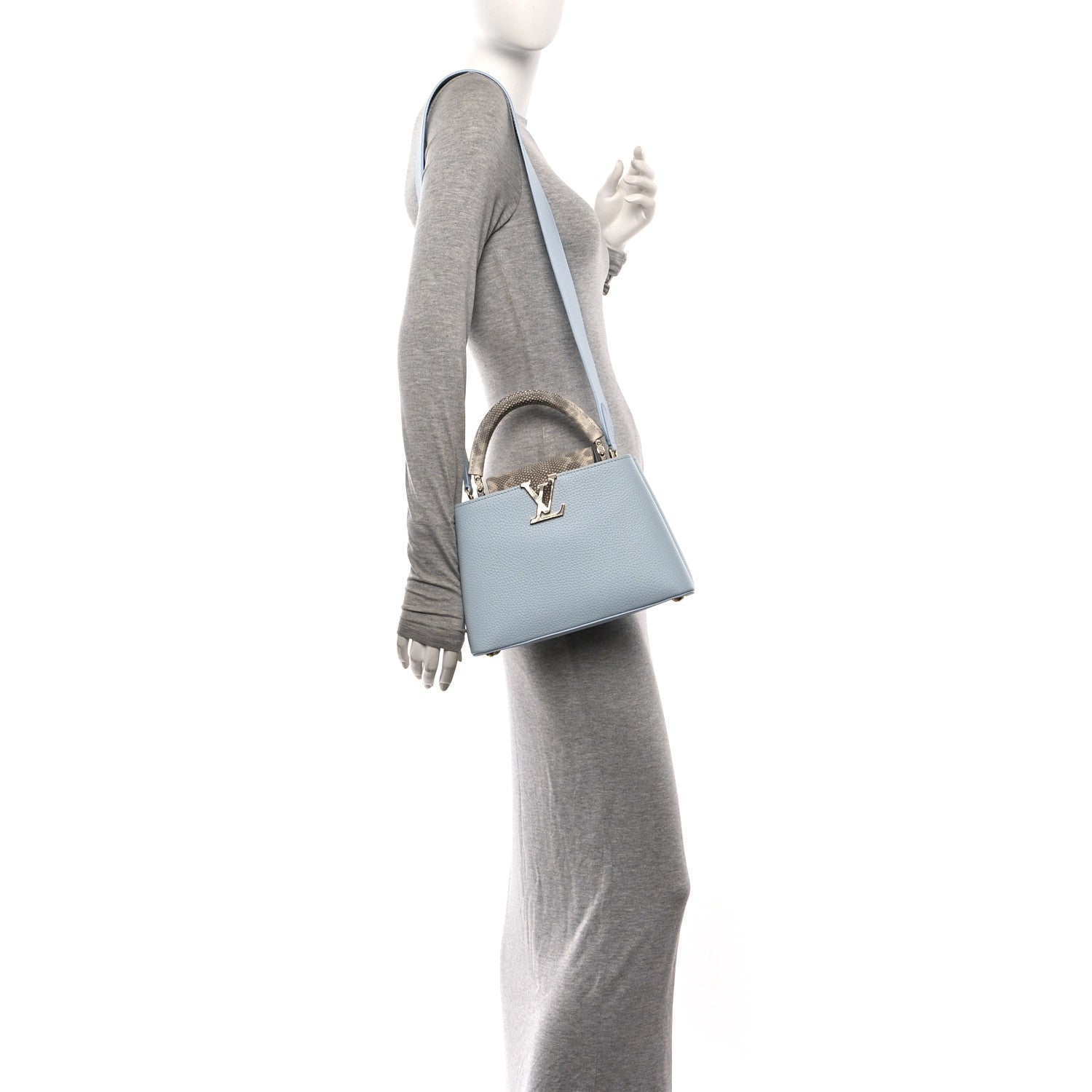 Taurillon Snakeskin Capucines BB Olympe Blue