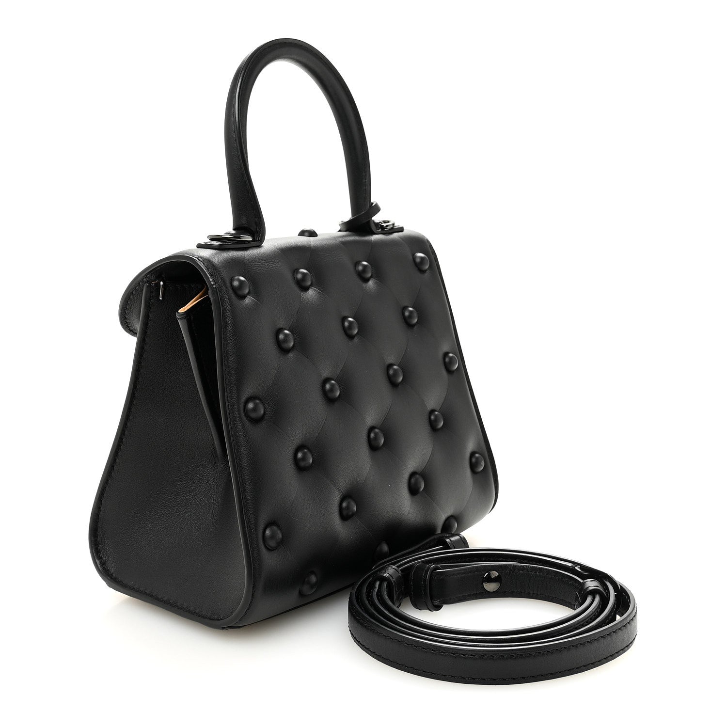 Grained Rodeo Calfskin Quilted Mini Brillant Satchel Black