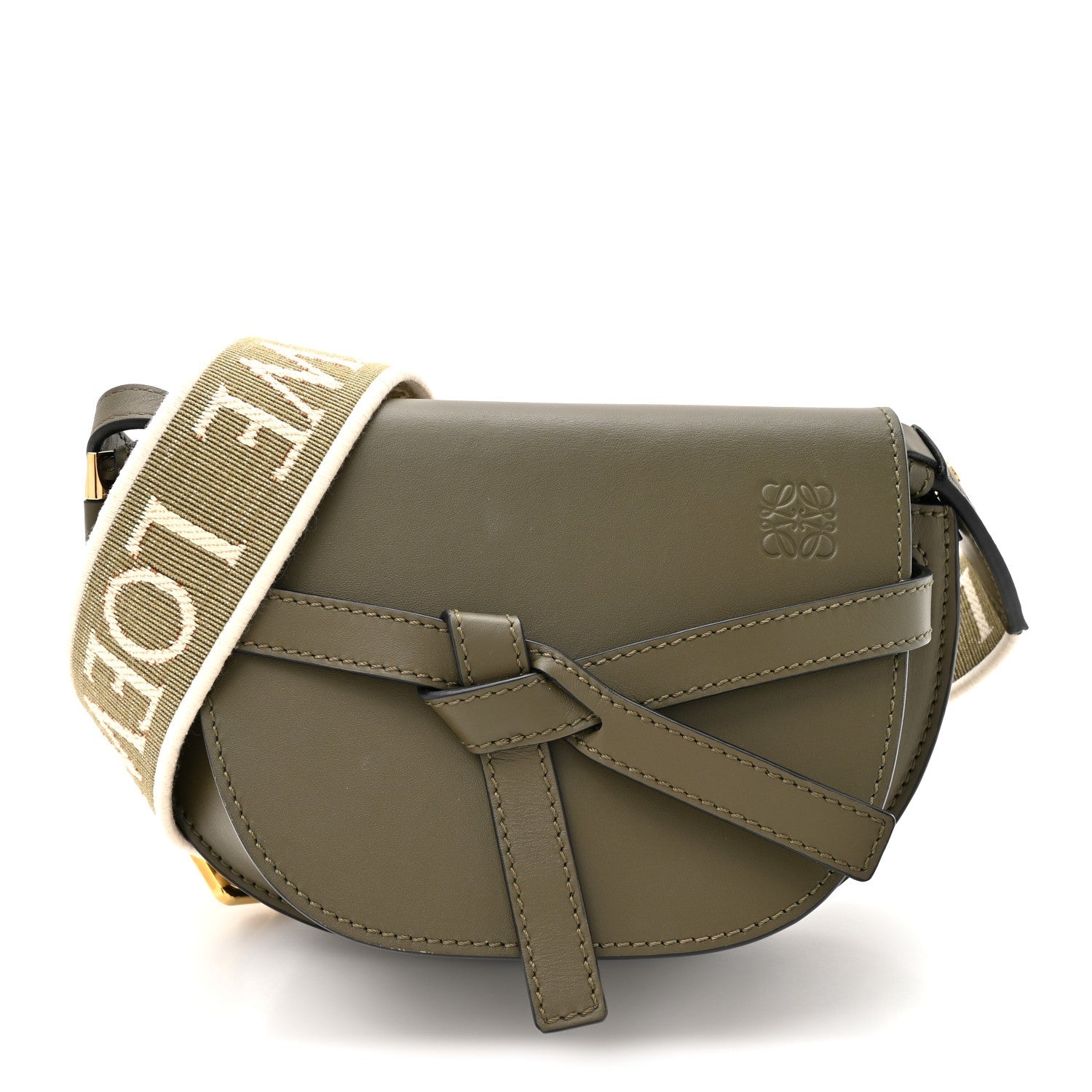 Calfskin Jacquard Mini Gate Dual Bag Autumn Green